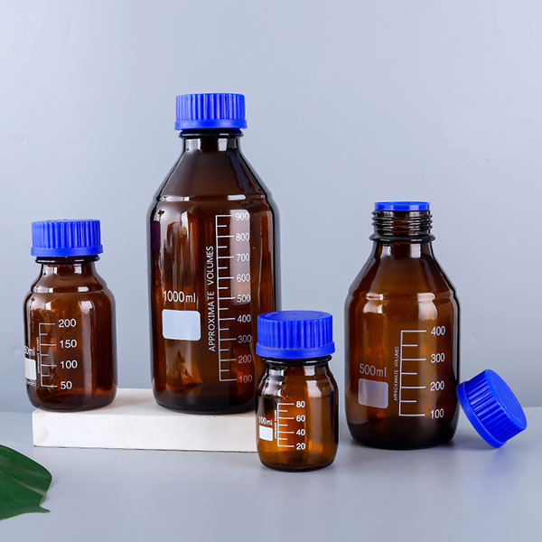 Amber blue cap reagent bottle