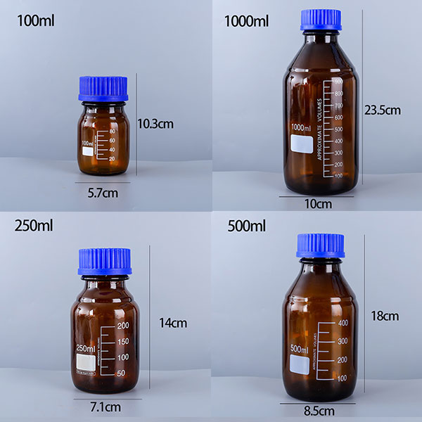 Amber blue cap reagent bottle